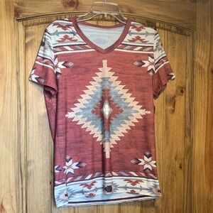 Aztec Print V-Neck Women's Top